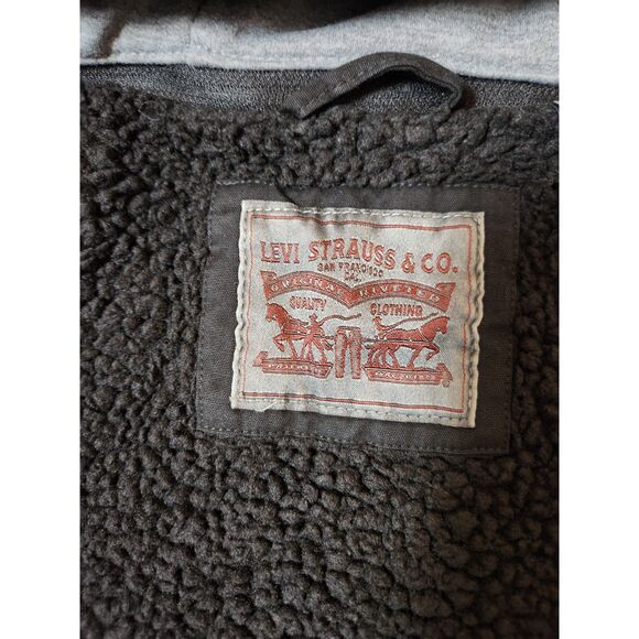 Levi's Men's 2XL Black Sherpa Lined Military Jacket – Hooded - Picture 3 of 9